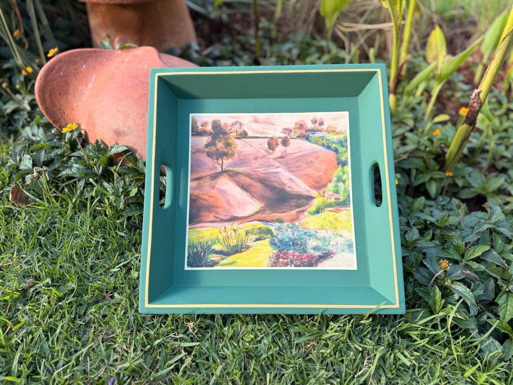 Square Tray Dark Green Chai