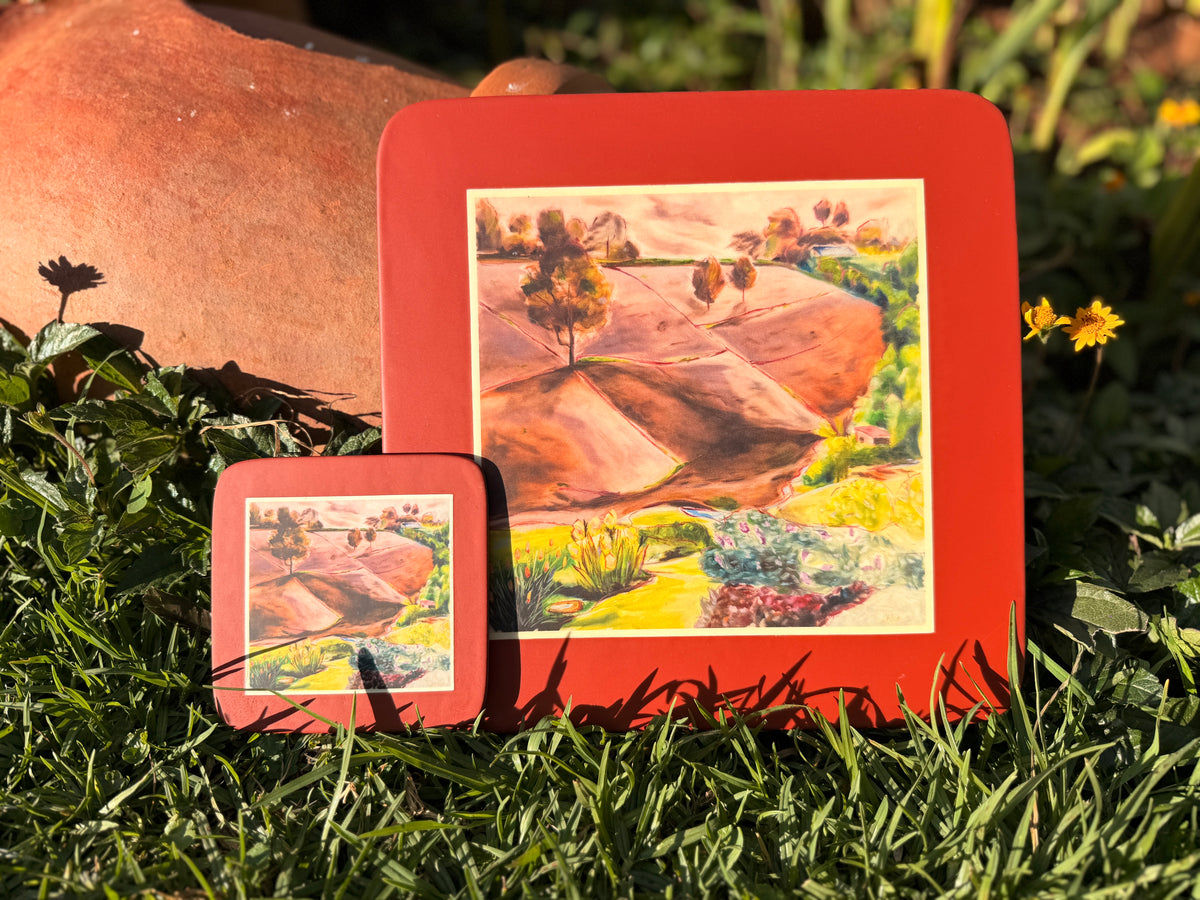 Table Mat and Coasters Rust Set
