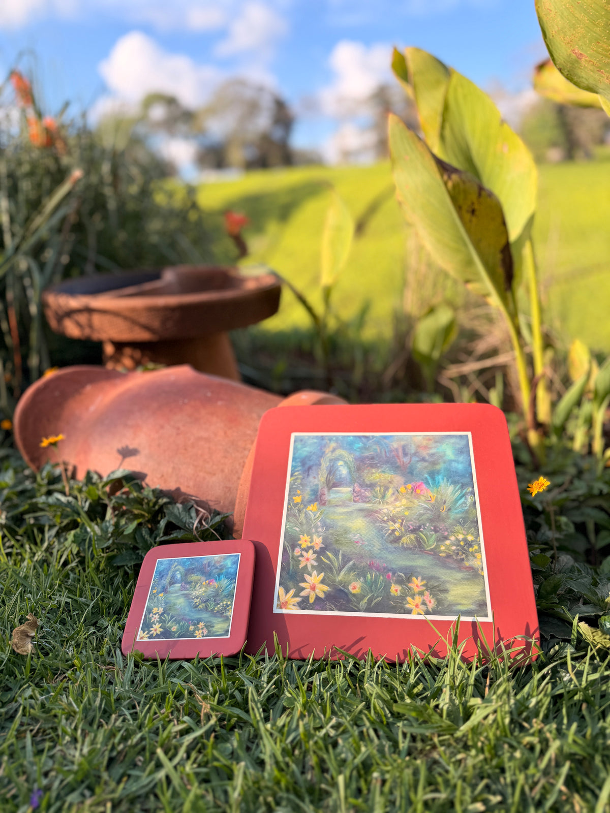 Table Mat and Coasters Rust Set