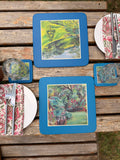 Two Piece Table Mat and Coaster Set Blue