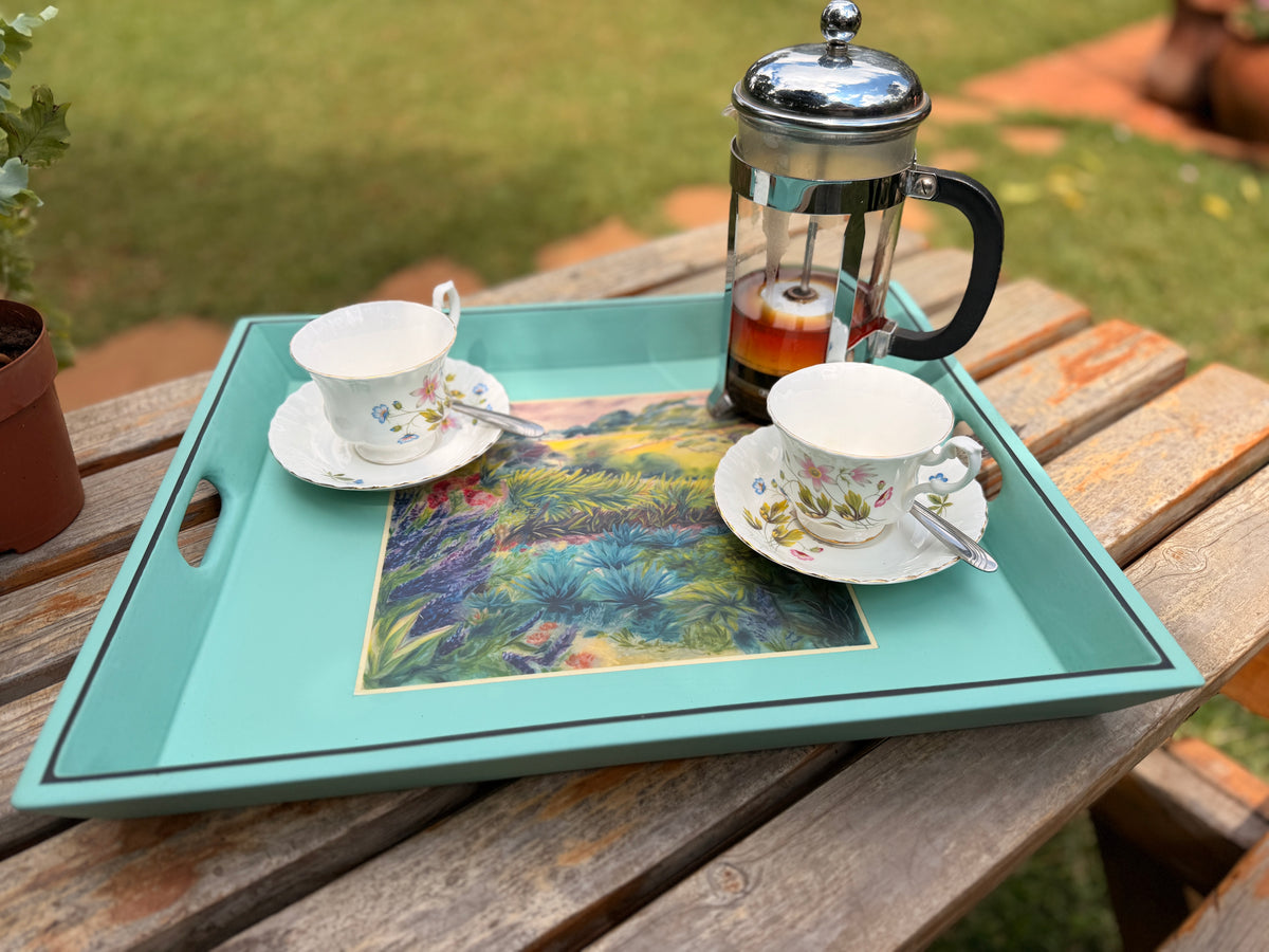 Light Blue Medium Tray Ginger Tea