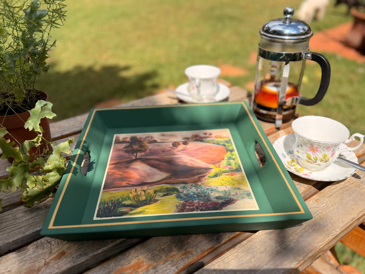 Square Tray Dark Green Chai