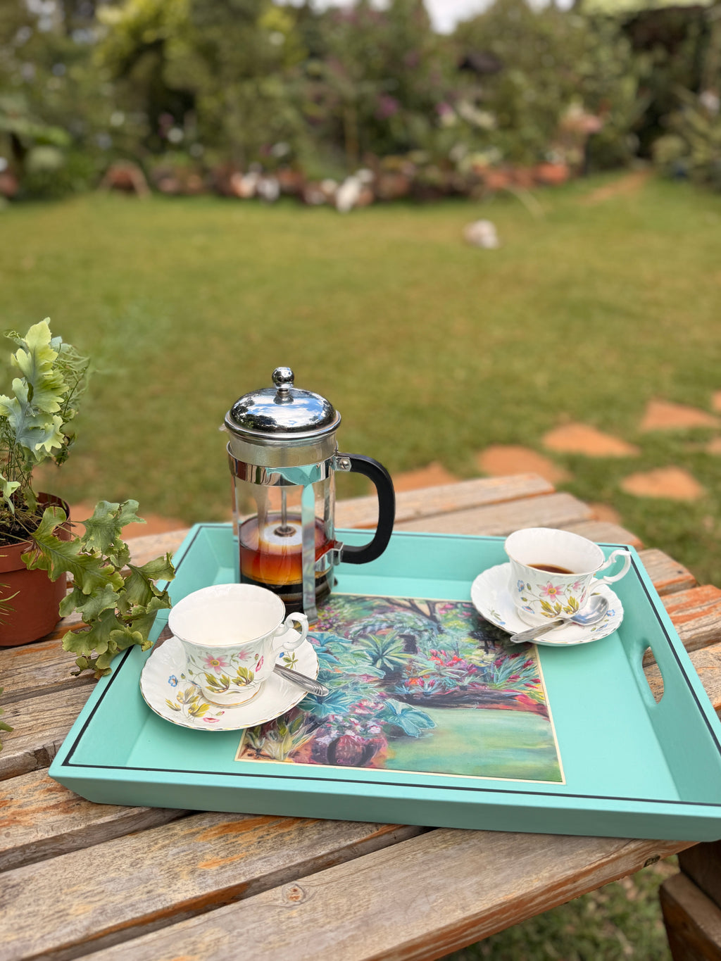 Light Blue Medium Tray Secret Garden