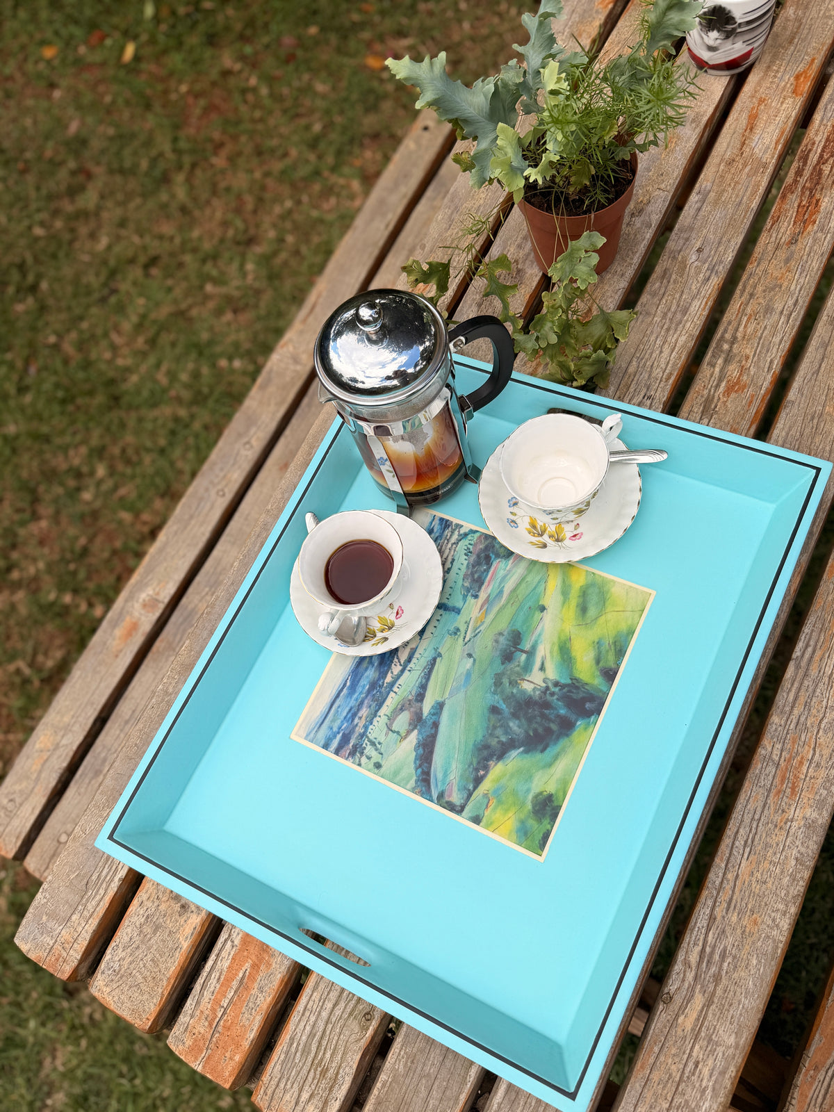 Large Tray Light Blue Mint Tea